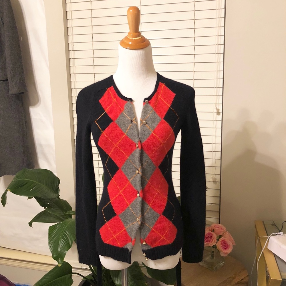 JCrew Wool Argyle Cardigan - Picture 3 of 7